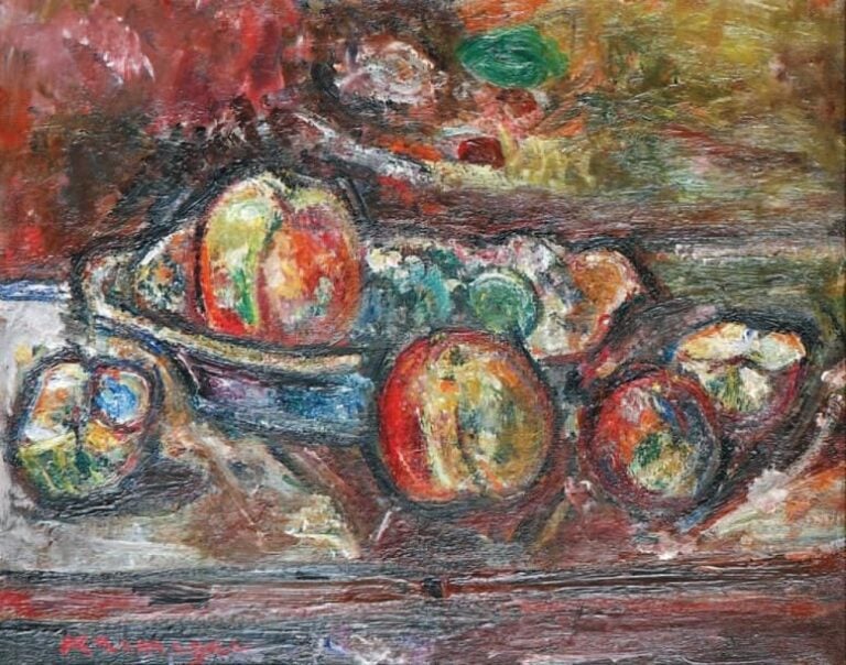 Nature -morte aux pommes (1937) Huile sur toile signée en bas à gauche 38 x 46 cm