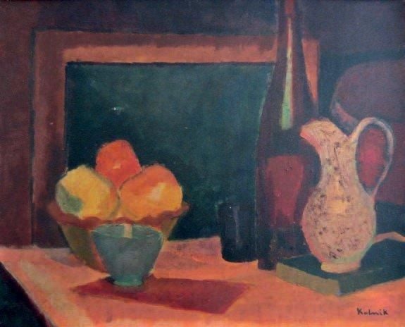 Nature morte Huile sur carton, signée en bas à droite 38 x 46 cm Oil on cardboard, signed lower right