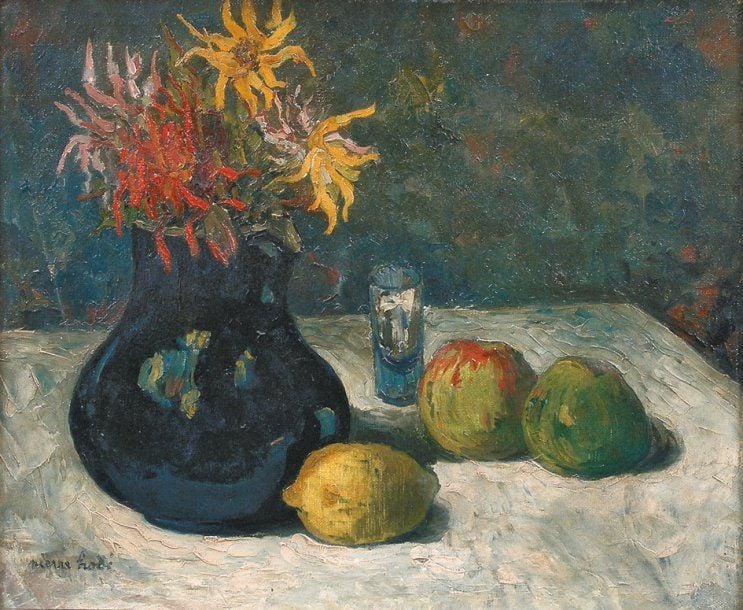 Nature Morte Huile Sur Toile, Signée En Bas A Gauche 38 X 47 Cm (Eclats) Reproduit Dans Le Livre Sur Pierre Hodé Par