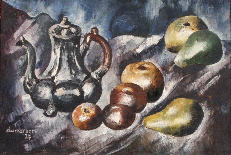 Nature morte Huile sur toile, signée en bas à gauche et datée 27 54 x 80 cm