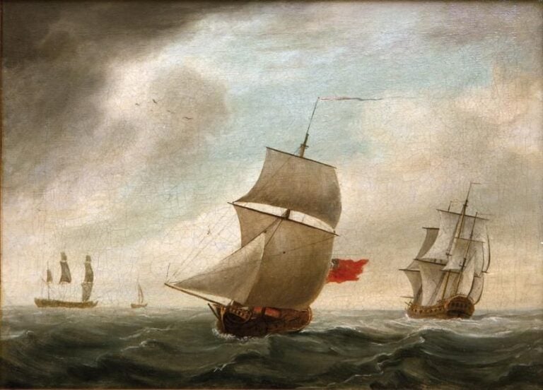 «Navire de guerre» Huile sur toile (rentoilée