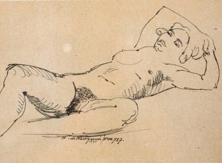 Nu allongé Encre, signée et datée 1930 en bas à droite, Numéro d'archives M-737 20 x 27 cm