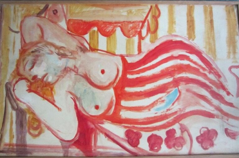 Nu allongé Huile sur papier marouflée sur toile 62 x 32 cm