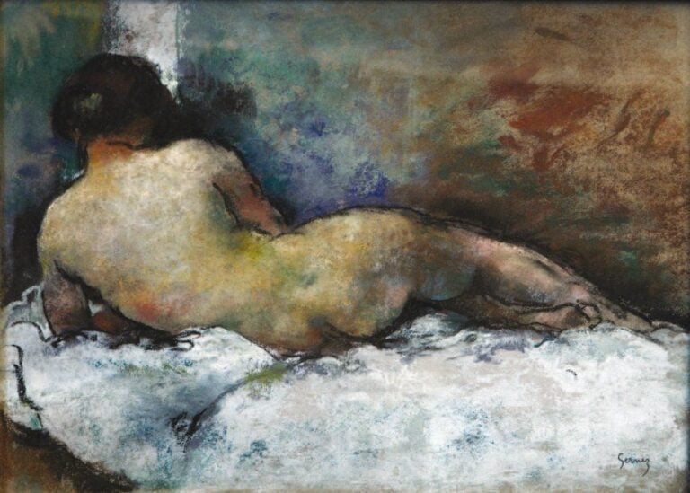 Nu de dos Pastel, signé en bas à droite 36,5 x 50,5 cm