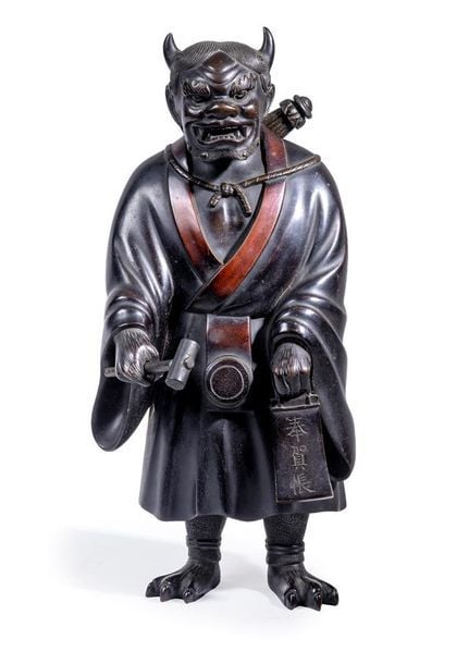 OKIMONO EN BRONZE A L'EFFIGIE D'ONI NEMBUTSU