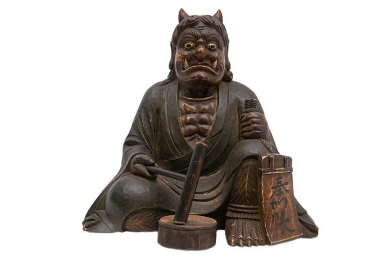 OKIMONO MONOXYLE SCULPTE A L’EFFIGIE D’ONI NEMBUTSU