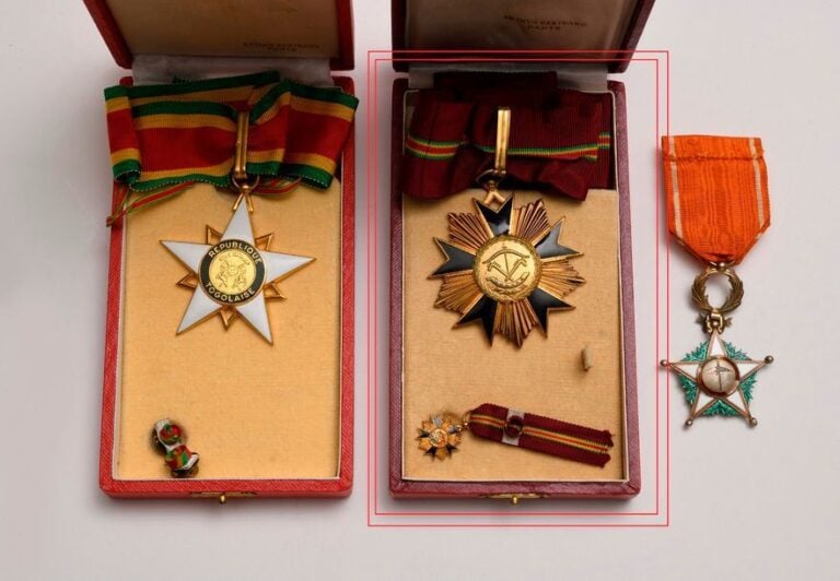ORDRE NATIONAL du DAHOMEY, fondé en 1960, étoile de commandeur, vermeil et émai
