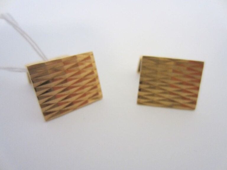 Paire de BOUTONS de MANCHETTES rectangulaires en or jaune (750 millièmes