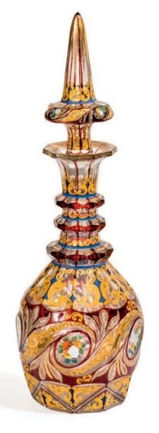 * Paire de carafes balustres en cristal