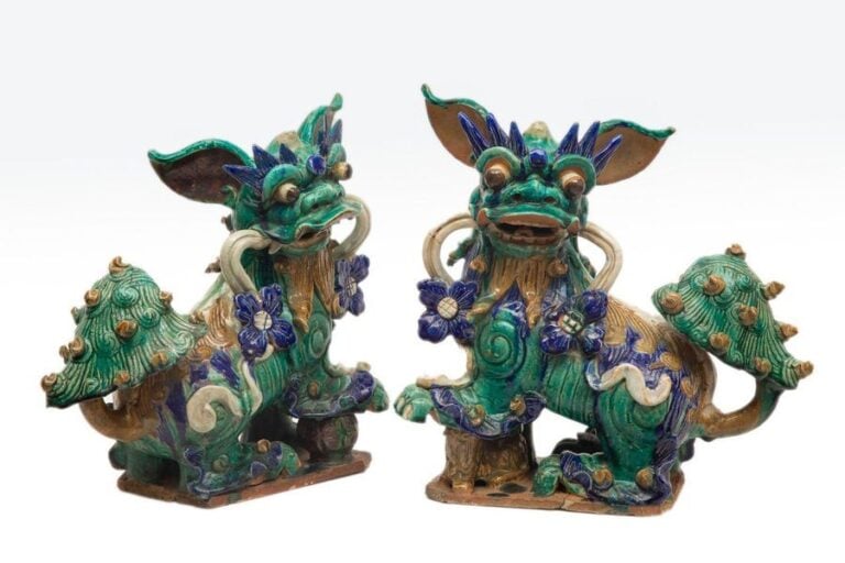 PAIRE DE CHIENS FO EN GRES DE SHIWAN
