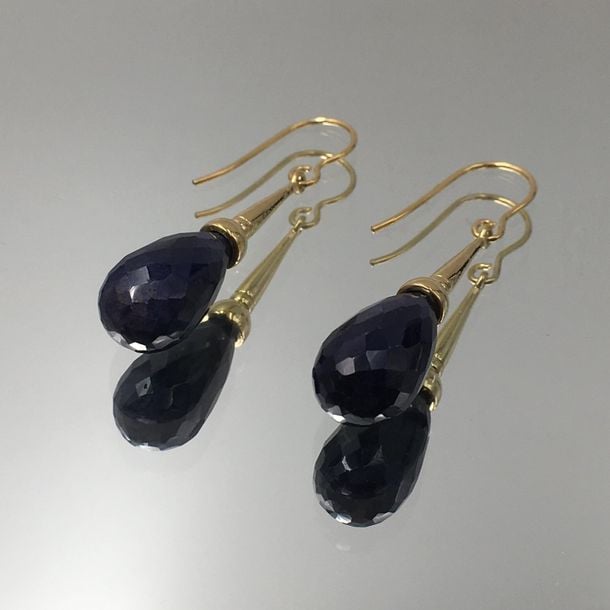 Paire de PENDANTS D'OREILLES «gouttes» en vermeil (mi