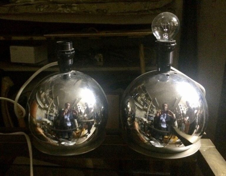 Paire de pieds de lampe boule en métal chrom