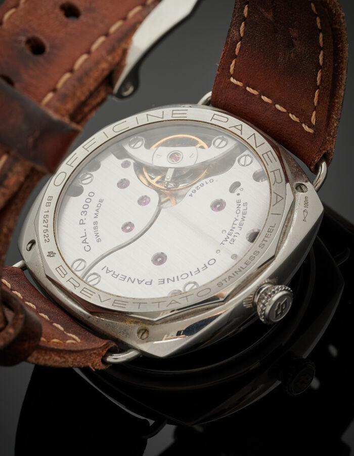 PANERAI - BRACELET MONTRE de forme coussin, modèle "Radiomir Californie" en aci…