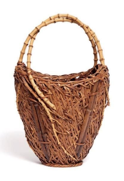 PANIER À FLEUR en bambou tressé de forme oval