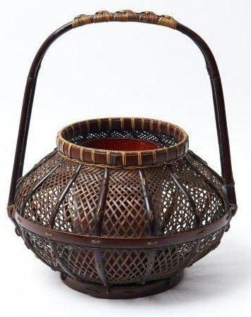 Panier pour arrangement de fleurs ikebana en bambou tress