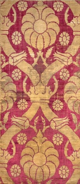 Panneau de velours Ottoman à décor rouge et or