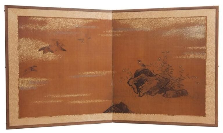 Paravent à deux feuilles (byobu) pour salon de th