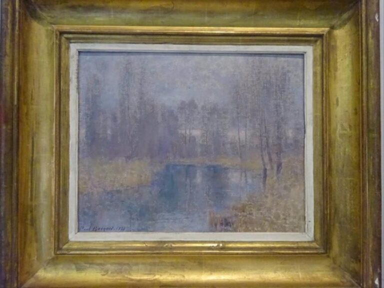 Paul BOCQUET (1868-1947) Effets de brouillard sur la rivière Huile sur toil