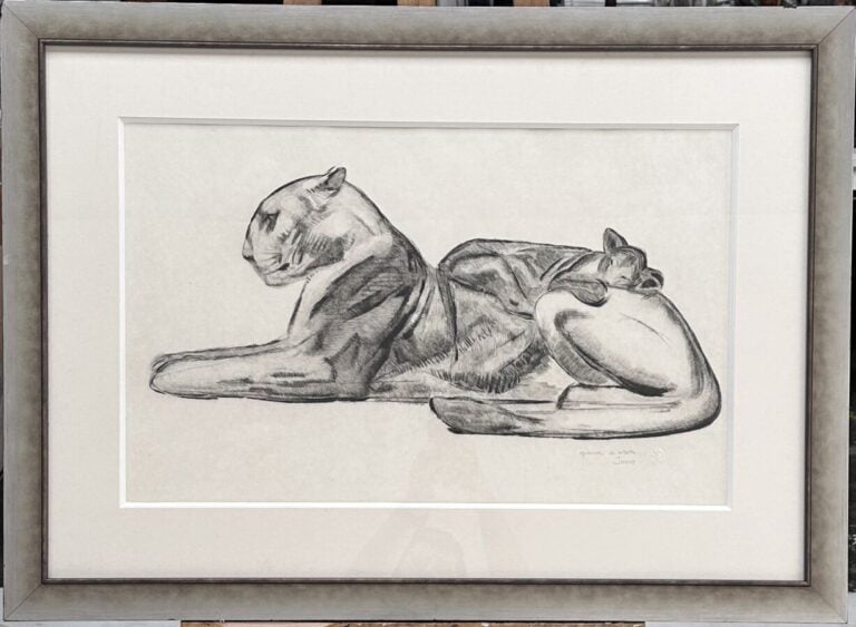 PAUL JOUVE (1878-1973) - « Lionne et son lionceau » - Eau-forte originale sur p…