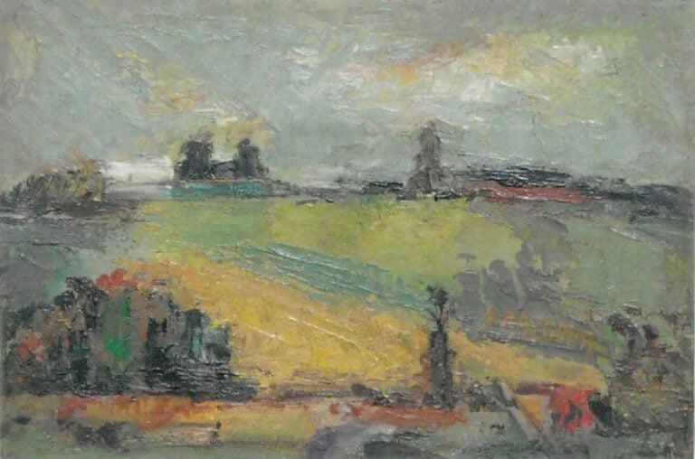 Paysage (1960) Huile sur toile marouflée sur carton Signée en bas à droit