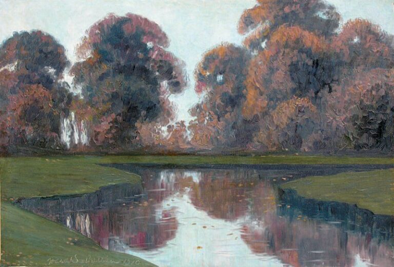 Paysage à l'étang (1910) Huile sur toile Signée et datée en bas à gauche 55 x 81 c