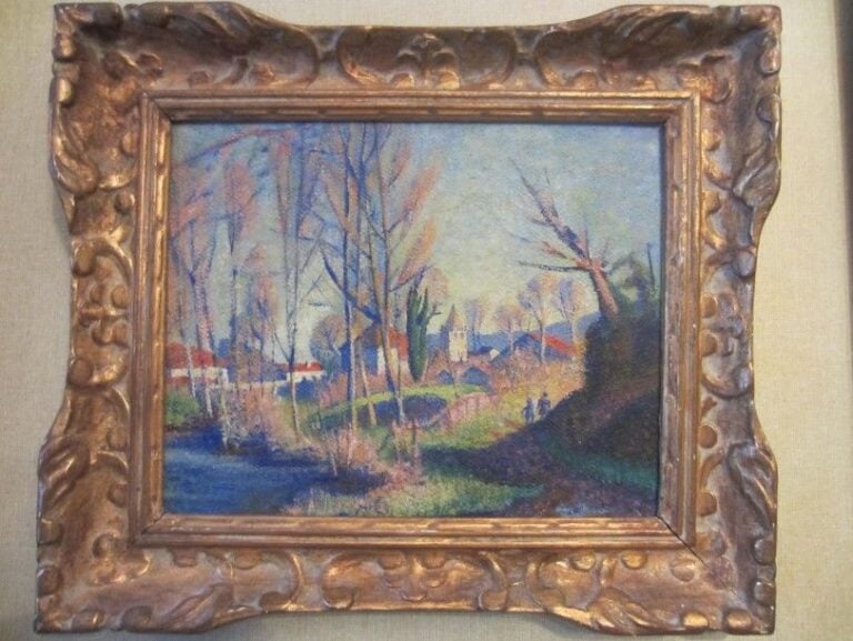 Paysage à la rivière Huile sur panneau 22 x 27 cm