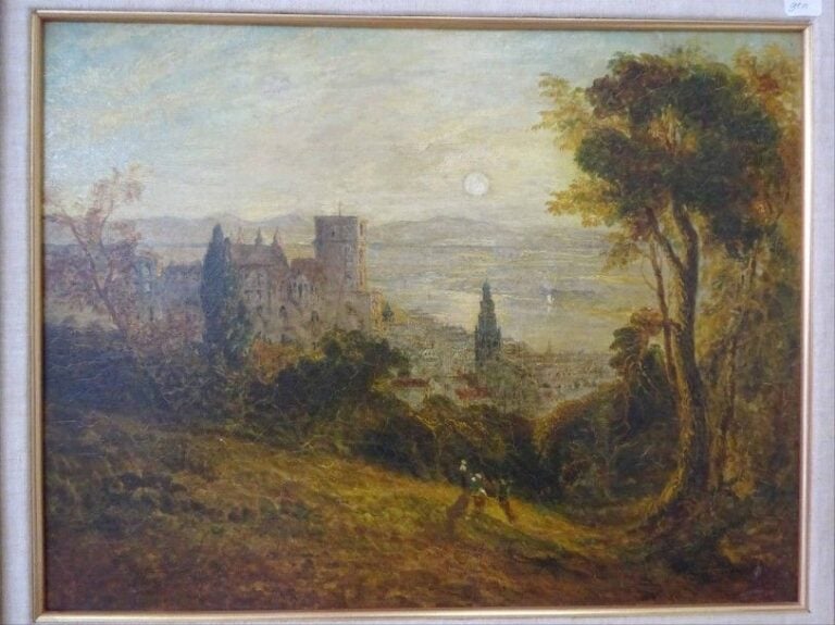 Paysage au château au clair de lune