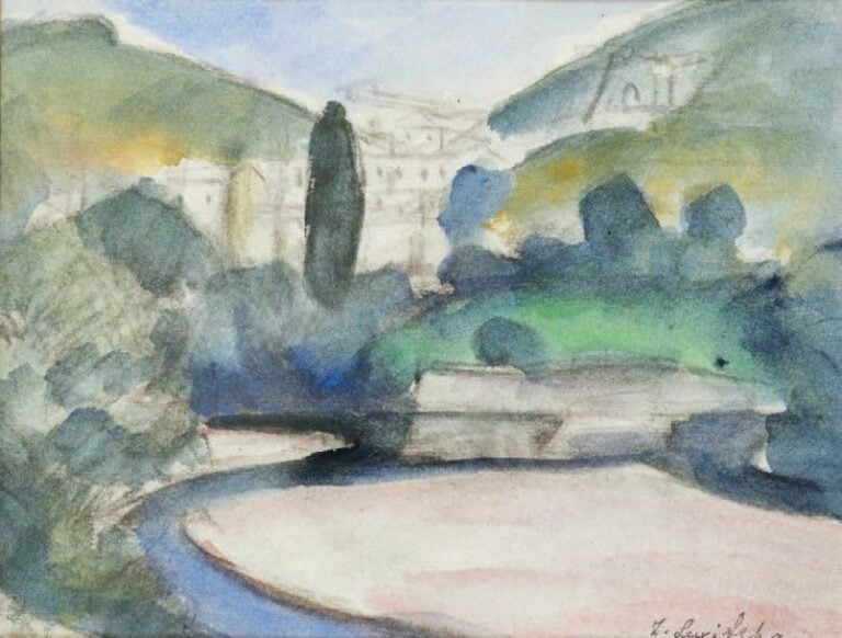 Paysage au cyprès