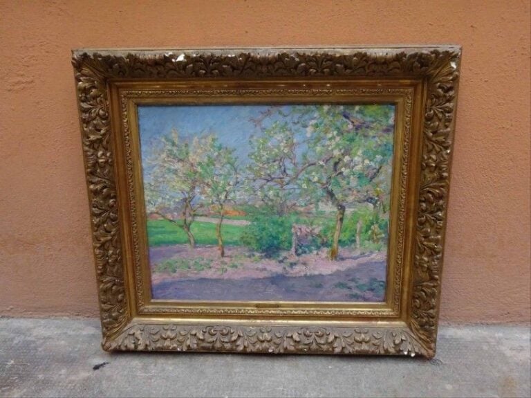 Paysage aux pommiers fleuris