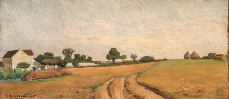 Paysage avec des meules