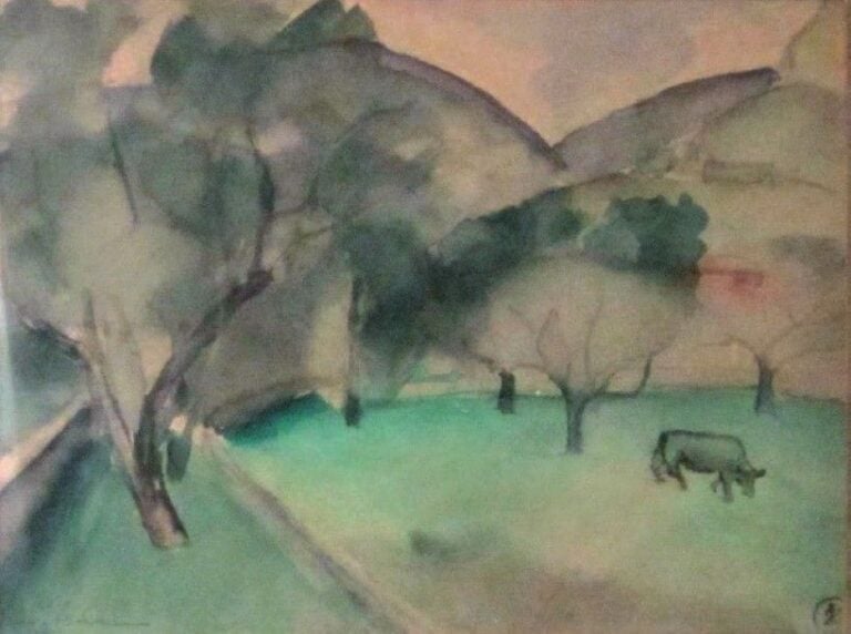 Paysage avec vache