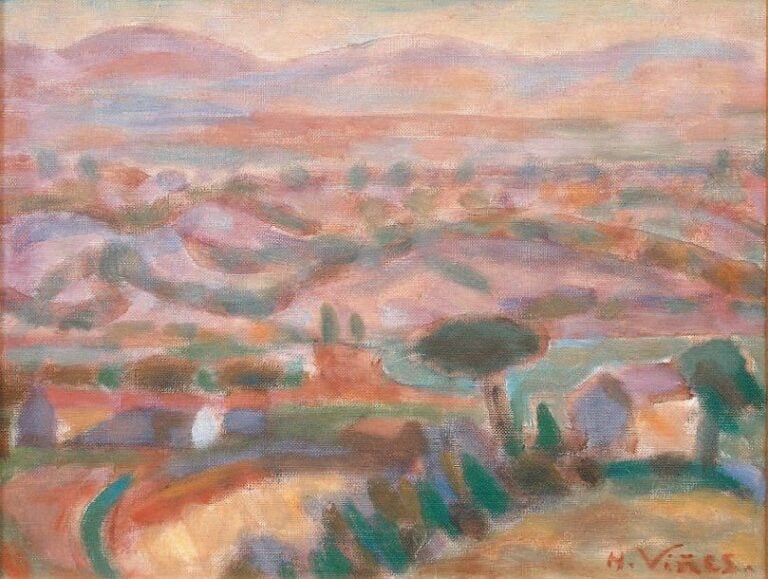 Paysage d'Espagne Huile sur toile, signée en bas à droite 27 x 34,5 cm