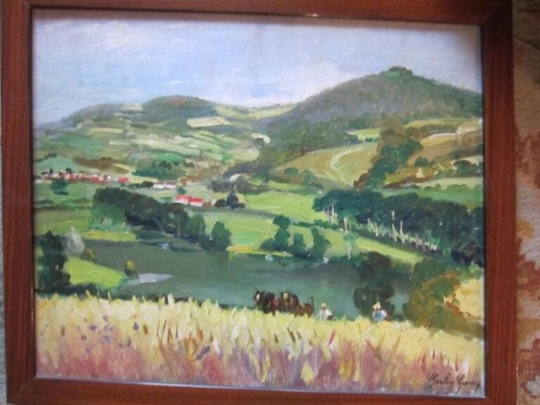 Paysage de campagne Huile sur panneau 37 x 45 cm
