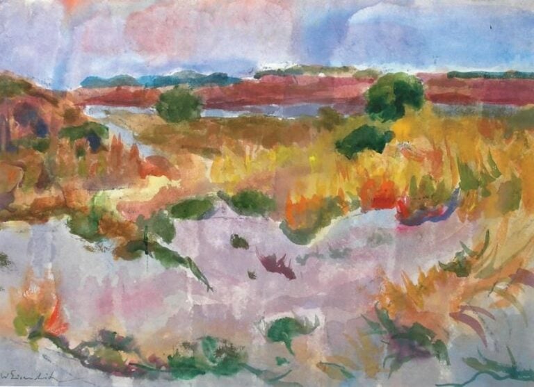 Paysage de Provence Aquarelle sur papier Signée en bas à gauche 36 x 49 cm (à vue)