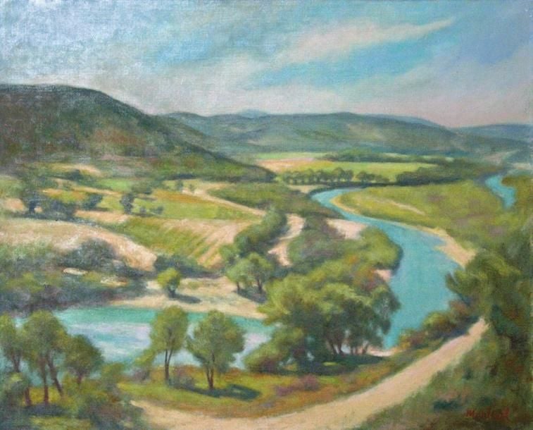 Paysage du Verdon Huile sur toile Signée en bas à droite, titrée au dos 65 x 81 cm Exposition: Salon Berruyer, Bourges