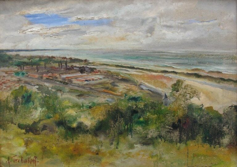 Paysage Huile sur carton Signée en bas à gauche 33 x 45,5 cm