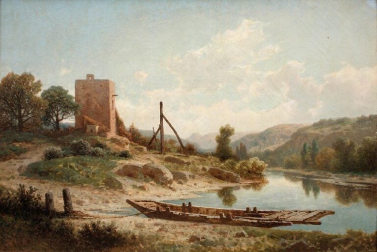 Paysage Huile sur toile, cachet en bas à gauche 54 x 80 cm