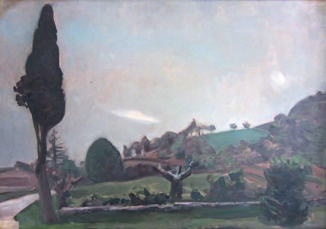 Paysage Huile sur toile, signée en bas à droite 38,5 x 55 cm Oil on canvas, signed lower right