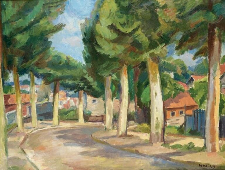 Paysage Huile sur toile, signée en bas à droite 50 x 65,5 cm