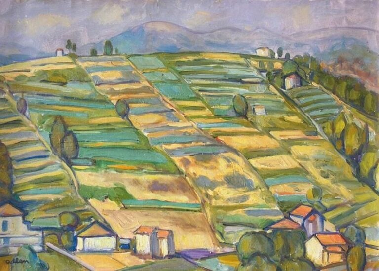 Paysage Huile sur toile Signée en bas à gauche 46 x 65 cm