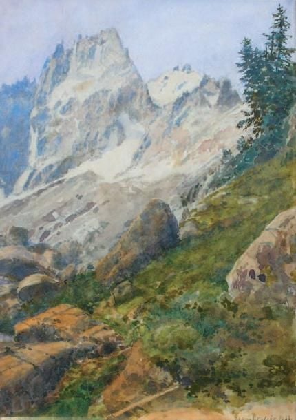 Paysage montagneux (1931) Aquarelle Signée et datée en bas à droite 23,5 x 15,5 cm (à vue) Provenance: Ancienne collection de Monsieur