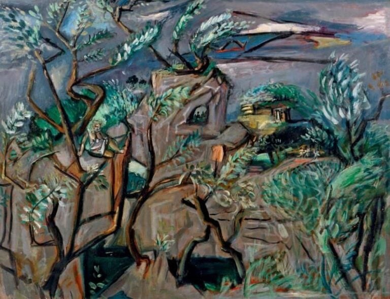 PAYSAGE TOURMENTÉ Huile sur toile, signée en bas à droite 62 x 83 cm