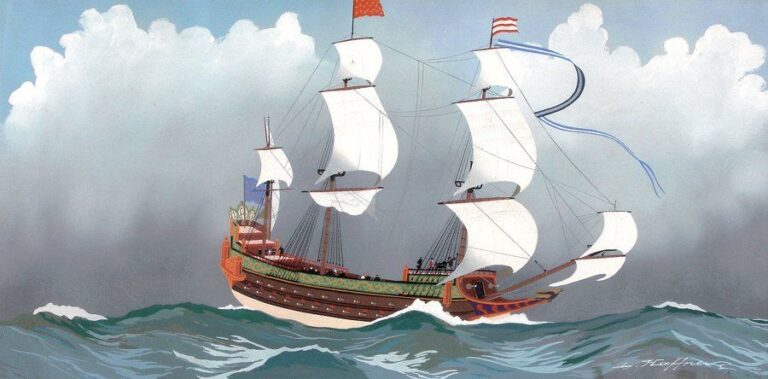 Peintre officiel de la Marine « Vaisseau du XVIIIe siècle