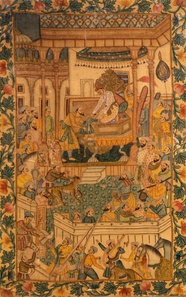Peinture représentant Akbar recevant Abd-u-Rahman