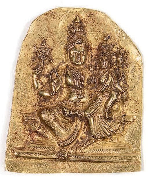 Pendentif en or repoussé représentant Lakhsmi
