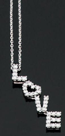 PENDENTIF «LOVE» articulé, en or gris serti de diamants taille brillan