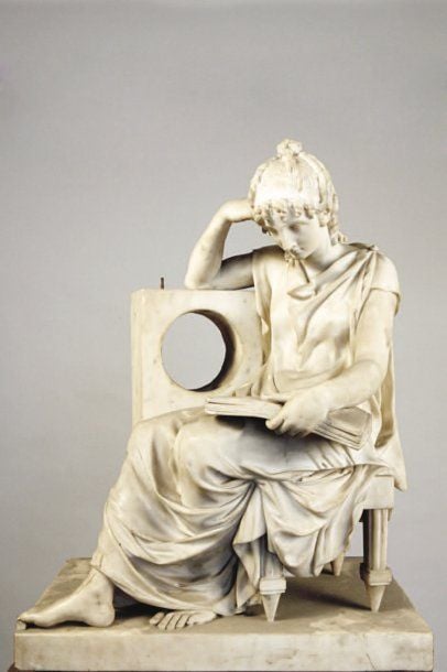 Pendule composée d'un groupe en marbre blanc sculpté figurant une allégorie de la République datée 179