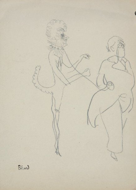 « Personnages satiriques », études, dessins double face, au crayon, sur papier crèm