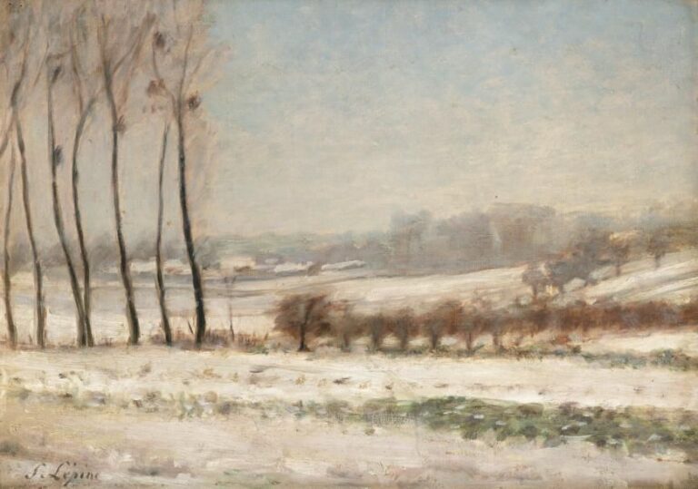 Peupliers sous la neige Huile sur toile, signée en bas à gauche 34 x 46 cm Exposition: D'Ingres à T