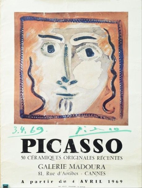 Picasso Galerie Madoura 4 Avril 1969 Affiche Contresignée et datée: